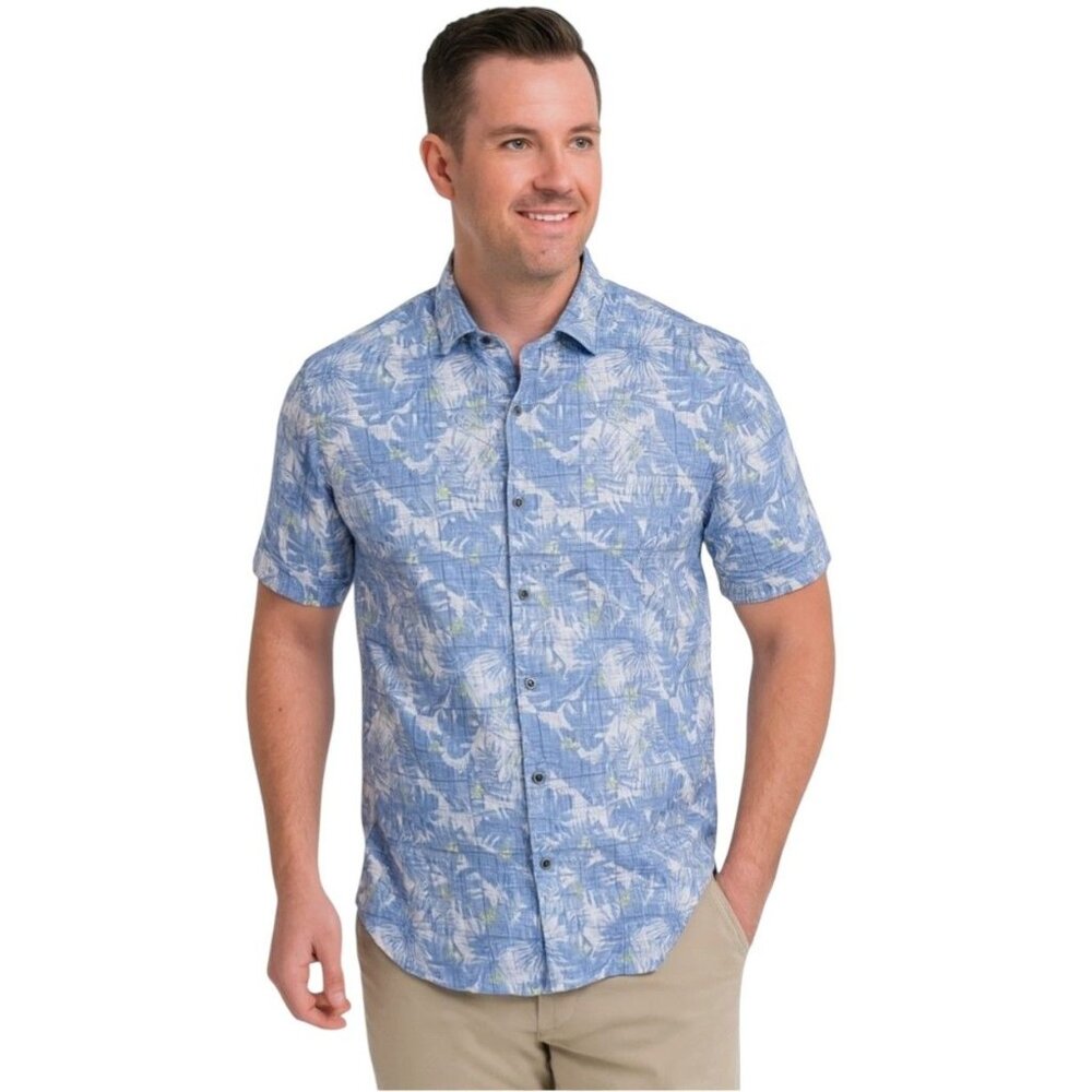 Robert Graham Spencer Floral Tropical Leaf Blue White S/S Shirt Men's S NEW - Picture 10 of 10